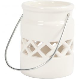 Lantern, white, H: 8 cm, D 6,2 cm, 2 pc/ 1 pack [HOB-555190]