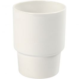Mug, white, H: 11 cm, D 8,5 cm, 2 pc/ 1 pack [HOB-556070]
