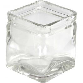 Square Candle Holder, H: 8 cm, size 7,5x7,5 cm, 12 pc/ 1 box [HOB-55814]