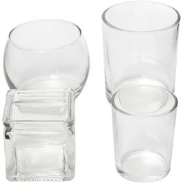 Tea Light Candle Holder, H: 5,3-8,4 cm, D 4,5-7,3 cm, Content may vary , 72 pc/ 1 box [HOB-55827]