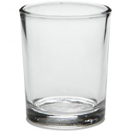 Tealight holder in glass, H: 6,5 cm, D 4,5 cm, 4 pc/ 1 pack [HOB-55861]