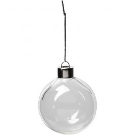 Glass Ornaments, transparent, H: 6,9 cm, D 5,9 cm, 8 pc/ 1 pack [HOB-55942]