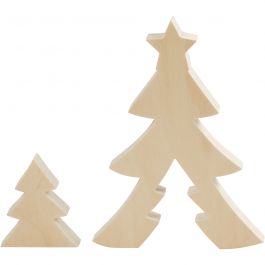 2in1 Figure, christmas trees, H: 8+20 cm, D: 2 cm, W: 6,5+14,5 cm, 1 set [HOB-56135]