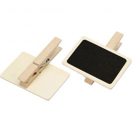 Blackboard with clothes peg, size 6,8x4,7 cm, 6 pc/ 1 pack [HOB-562150]