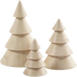 Christmas Trees, H: 5+7,5+10 cm, D 3,5+5,4+6,7 cm, 3 pc/ 1 pack [HOB-56238]