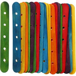 Construction sticks, assorted colours, L: 15 cm, W: 1,8 cm, hole size 4 mm, 20 asstd./ 1 pack [HOB-563050]