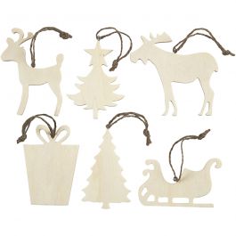 Christmas Ornaments, size 7-9 cm, thickness 4 mm, 6 pc/ 1 pack [HOB-564040]