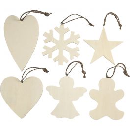 Christmas Ornaments, size 9-11 cm, thickness 4 mm, 6 pc/ 1 pack [HOB-564050]