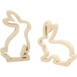 Bunnies, H: 14 cm, D: 2 cm, W: 13 cm, 2 pc/ 1 pack [HOB-56433]