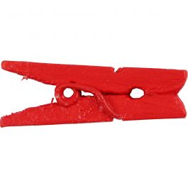 Mini Clothes Peg, red, L: 25 mm, W: 3 mm, 36 pc/ 1 pack [HOB-56441]