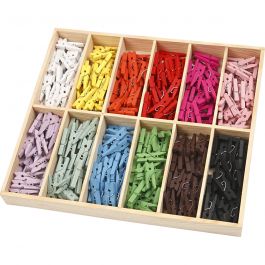 Mini Clothes Peg, assorted colours, L: 25 mm, W: 3 mm, 12x24 pc/ 1 pack [HOB-56449]