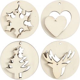 2-in-1 Hanging Decorations, D 7 cm, hole size 3 mm, thickness 4 mm, 8 pc/ 1 pack [HOB-565090]