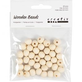 Wooden Bead, D 10 mm, hole size 2,5 mm, 40 pc/ 1 pack [HOB-566640]