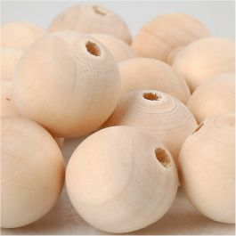 Wooden Bead, D 20 mm, hole size 4 mm, 14 pc/ 1 pack [HOB-566680]