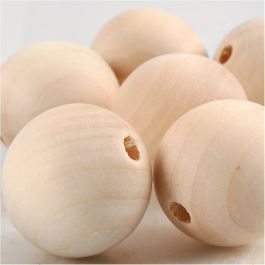 Wooden Bead, D 25 mm, hole size 4,5 mm, 8 pc/ 1 pack [HOB-566700]