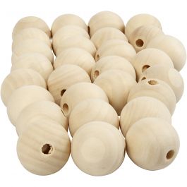 Wooden Bead, D 25 mm, hole size 4,5 mm, 100 pc/ 1 pack [HOB-566710]