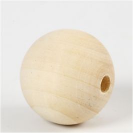 Wooden Bead, D 40 mm, hole size 7 mm, 6 pc/ 1 pack [HOB-56676]