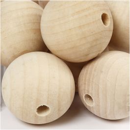 Wooden Bead, D 40 mm, hole size 7 mm, 30 pc/ 1 pack [HOB-566770]