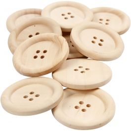 Wooden Buttons, D 35 mm, hole size 2 mm, 4 holes, 10 pc/ 1 pack [HOB-56687]