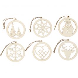 Christmas ornaments, D 8 cm, thickness 0,3 cm, 6 pc/ 1 pack [HOB-568080]