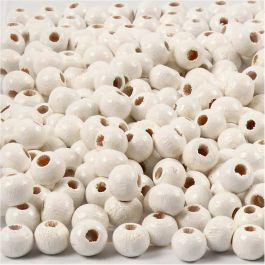 Wooden Beads, white, 150 pc, D 5 mm, hole size 1,5 mm, 6 g/ 1 pack [HOB-570392]