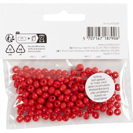 Wooden Beads, red, 150 pc, D 5 mm, hole size 1,5 mm, 6 g/ 1 pack [HOB-570394]