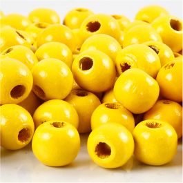 Wooden Beads, yellow, D 12 mm, hole size 3 mm, 22 g/ 1 pack [HOB-570413]
