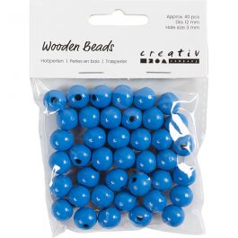 Wooden Beads, blue, D 12 mm, hole size 3 mm, 22 g/ 1 pack [HOB-570418]