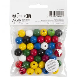 Wooden Beads Mix, assorted colours, D 12 mm, hole size 3 mm, 22 g/ 1 pack [HOB-570419]