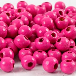 Wooden Beads, pink, 80 pc, D 8 mm, hole size 2 mm, 15 g/ 1 pack [HOB-570496]