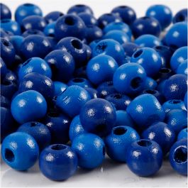 Wooden Beads, blue, 80 pc, D 8 mm, hole size 2 mm, 15 g/ 1 pack [HOB-570498]