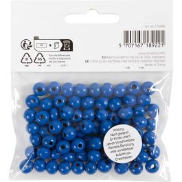 Wooden Beads, blue, 80 pc, D 8 mm, hole size 2 mm, 15 g/ 1 pack [HOB-570498]