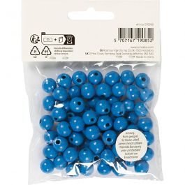 Wooden Beads, blue, D 10 mm, hole size 3 mm, 20 g/ 1 pack [HOB-570598]