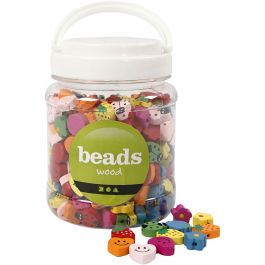 Shaped wooden beads, 235 g, size 15-20 mm, hole size 1,5 mm, 700 ml/ 1 tub [HOB-571050]