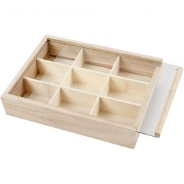 Display box with Glass Sliding Lid, D: 3,5 cm, size 17x13 cm, 1 pc [HOB-57454]