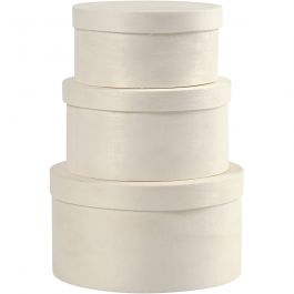 Round Wood Chip Box, H: 5,4+6,5+7,3 cm, D 10+11+13 cm, 3 pc/ 1 set [HOB-575180]