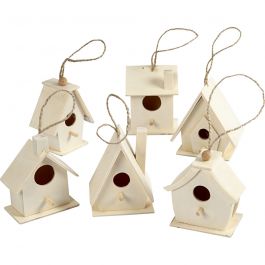 Bird House, H: 7 cm, 6 pc/ 1 pack [HOB-575770]