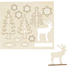 Self-assembly Figures, forest with roe deers, L: 15,5 cm, W: 17 cm, 1 pack [HOB-57885]