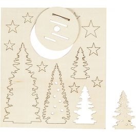 Self-assembly Figures, christmas trees, L: 20 cm, W: 17 cm, 1 pack [HOB-57886]