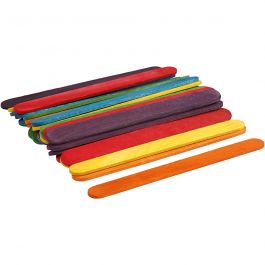 Wood Sticks, assorted colours, L: 11,4 cm, W: 10 mm, 30 pc/ 1 pack [HOB-579990]