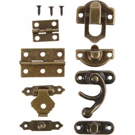 Mini Fittings, antique gold, size 16x19-19x29,5 mm, 15 set/ 1 pack [HOB-58000]