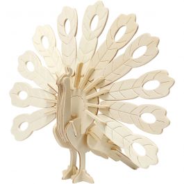 3D Construction figure, peacock, size 10x20,5x17,5 cm, 1 pc [HOB-580501]
