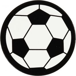 Cardboard Emblem, white/black, football, D 25 mm, 20 pc/ 1 pack [HOB-586033]