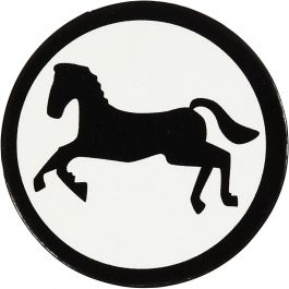 Cardboard Emblem, white/black, horse, D 25 mm, 20 pc/ 1 pack [HOB-587017]