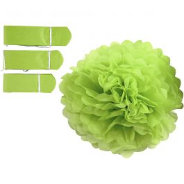 Tissue Pompons, lime green, D 20+24+30 cm, 16 g, 3 pc/ 1 pack [HOB-590007]
