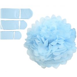 Tissue Pompons, light blue, D 20+24+30 cm, 16 g, 3 pc/ 1 pack [HOB-590008]