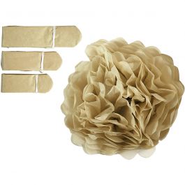 Tissue Pompons, gold, D 20+24+30 cm, 16 g, 3 pc/ 1 pack [HOB-590029]