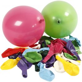Balloons, assorted colours, Round, D 23 cm, 100 pc/ 1 pack [HOB-59107]