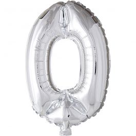 Foil Balloon, silver, 0, H: 41 cm, 1 pc [HOB-59184]