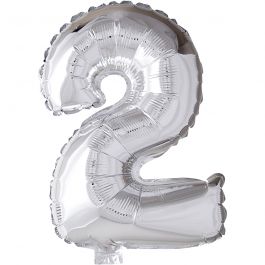 Foil Balloon, silver, 2, H: 41 cm, 1 pc [HOB-59186]